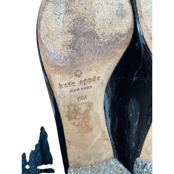 Kate Spade NY  Wms Black Patent Leather Mary Jane Heels Glitter Heel SKU 9708 main image 12